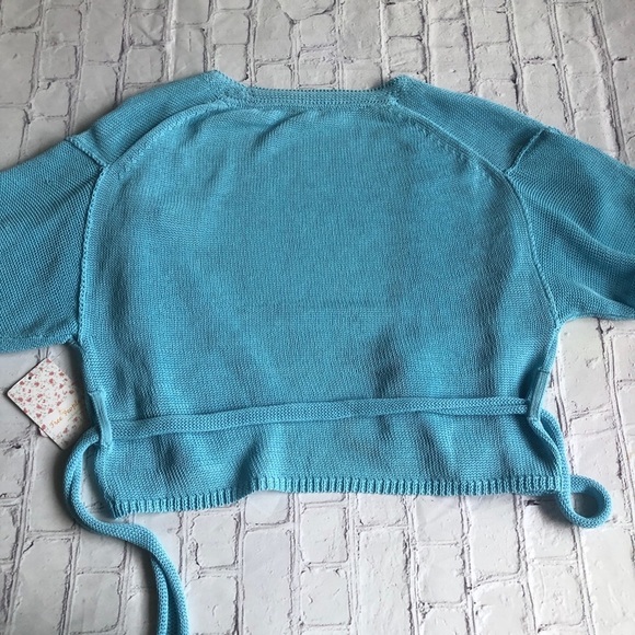 Free people Clear Day cropper belted wrap short sleeve cardigan Small NEW - Picture 7 of 8